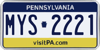 PA license plate MYS2221