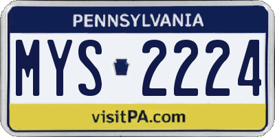 PA license plate MYS2224