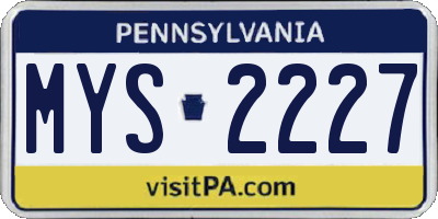 PA license plate MYS2227
