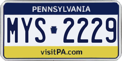 PA license plate MYS2229