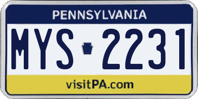 PA license plate MYS2231