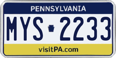 PA license plate MYS2233