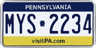 PA license plate MYS2234