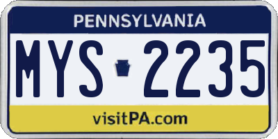 PA license plate MYS2235