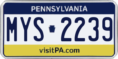 PA license plate MYS2239