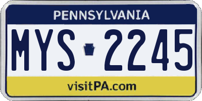 PA license plate MYS2245