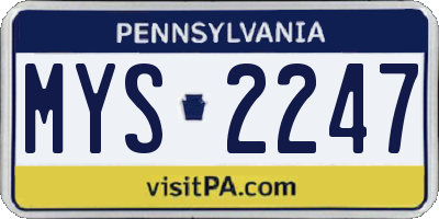 PA license plate MYS2247