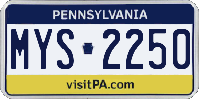 PA license plate MYS2250