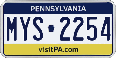 PA license plate MYS2254