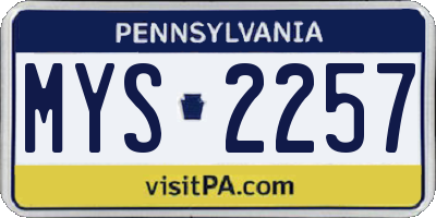PA license plate MYS2257