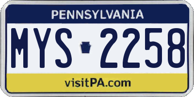 PA license plate MYS2258