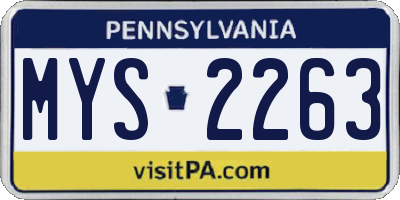 PA license plate MYS2263