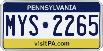 PA license plate MYS2265