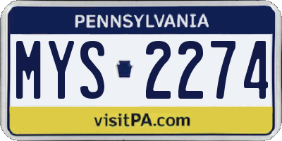 PA license plate MYS2274