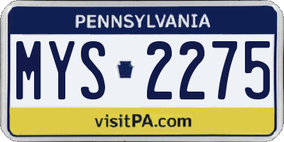 PA license plate MYS2275