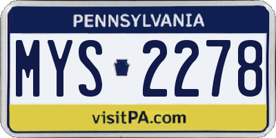 PA license plate MYS2278