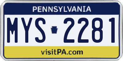 PA license plate MYS2281