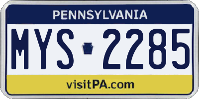 PA license plate MYS2285