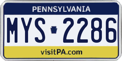 PA license plate MYS2286