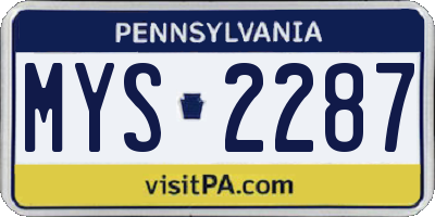 PA license plate MYS2287