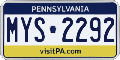 PA license plate MYS2292