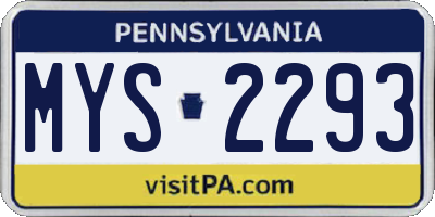 PA license plate MYS2293