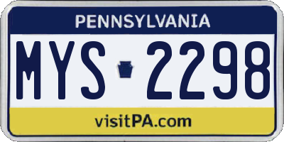 PA license plate MYS2298