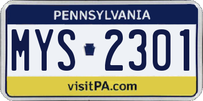 PA license plate MYS2301