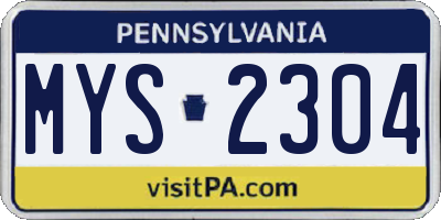 PA license plate MYS2304