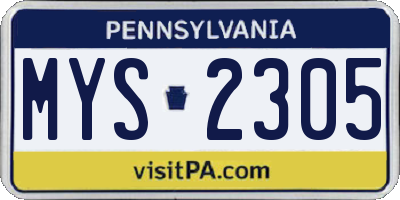 PA license plate MYS2305