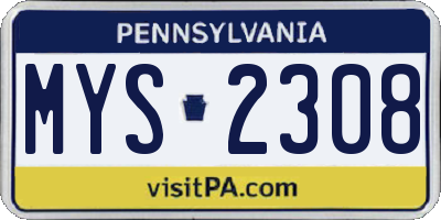 PA license plate MYS2308
