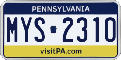 PA license plate MYS2310