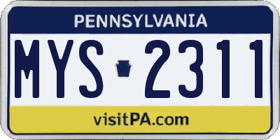 PA license plate MYS2311
