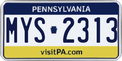 PA license plate MYS2313