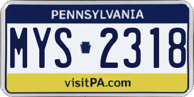PA license plate MYS2318