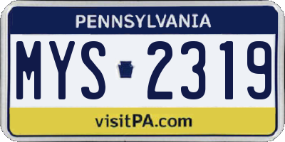 PA license plate MYS2319