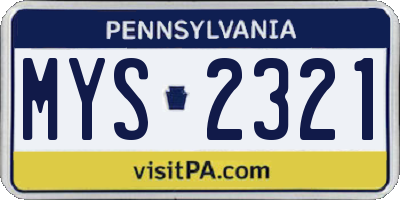 PA license plate MYS2321