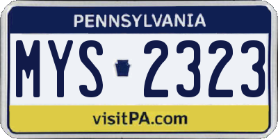 PA license plate MYS2323