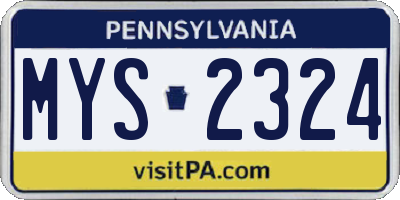 PA license plate MYS2324