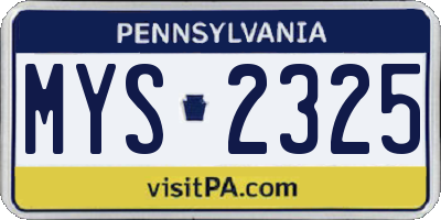 PA license plate MYS2325