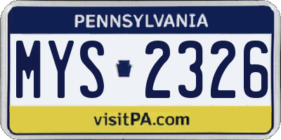 PA license plate MYS2326