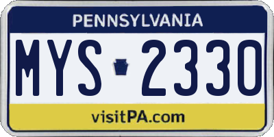 PA license plate MYS2330