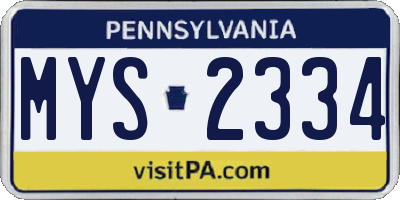 PA license plate MYS2334