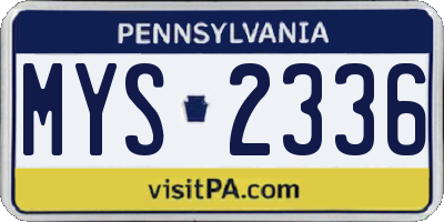 PA license plate MYS2336