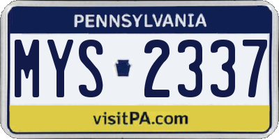 PA license plate MYS2337
