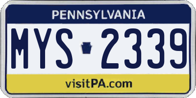 PA license plate MYS2339