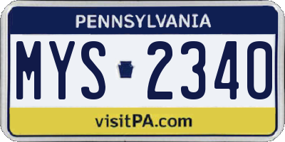 PA license plate MYS2340