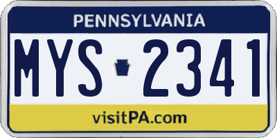 PA license plate MYS2341