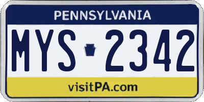 PA license plate MYS2342