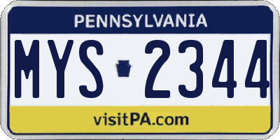 PA license plate MYS2344